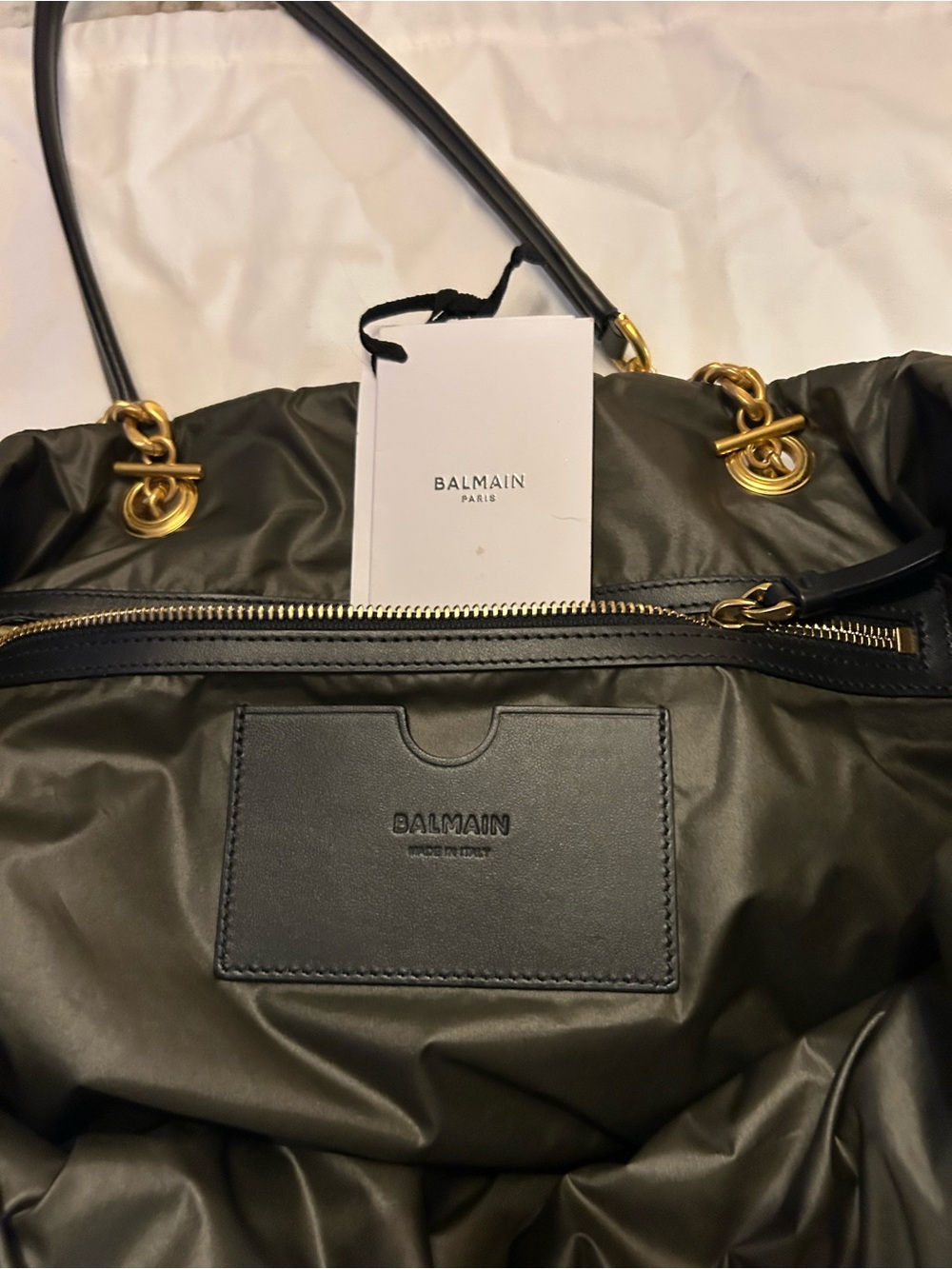 Balmain Black Quilted Tote with Gold Hardware and tags - Picture 4 of 13